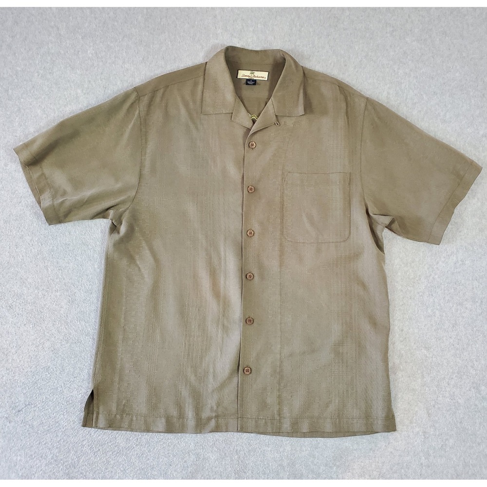 Tommy Bahama Sz Small Silk Bogey Last Call Golf Martini Shirt Brown Loop Collar